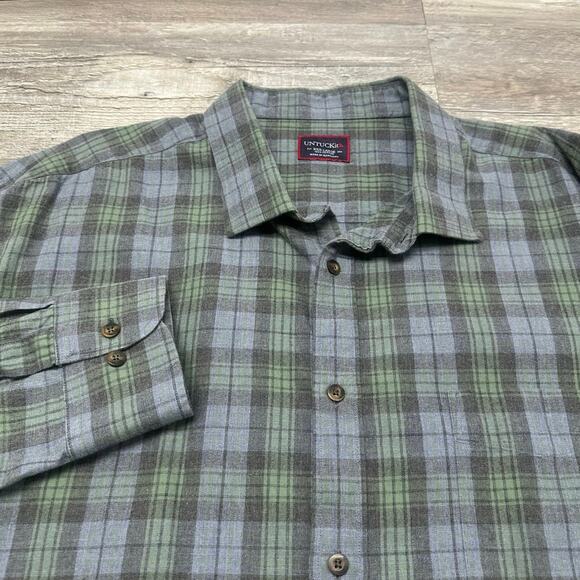 UNTUCKit Tartan Plaid Green Blue Mens 3XL Long Sleeve Chest Pocket Button Shirt - Picture 1 of 8